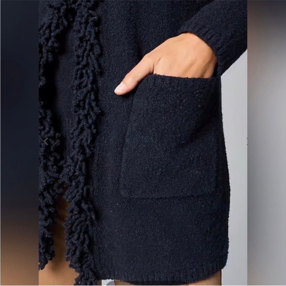 JJill Long Fringe Cardigan, Navy - Picture 2 of 5